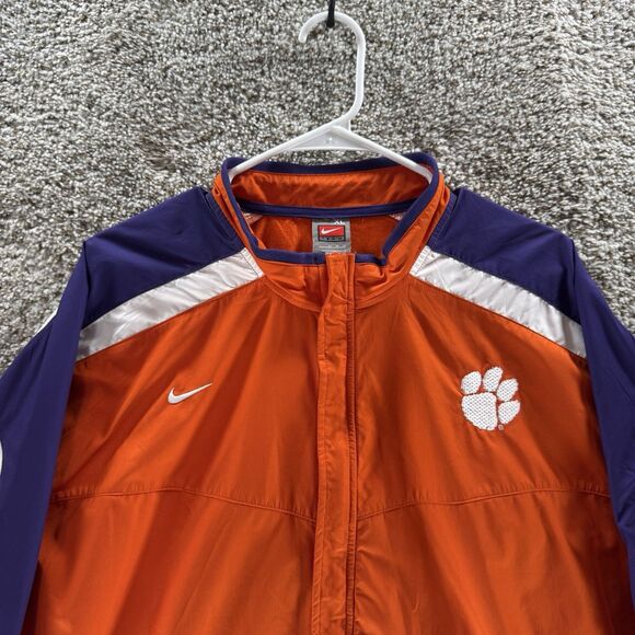 Vintage Clemson Jacket Mens XL Orange Full Zip Nike Fit Storm Windbreaker Y2K - Picture 2 of 15